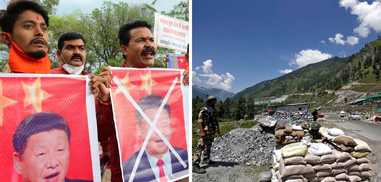 Protesto de indianos e fronteira da Índia com a China