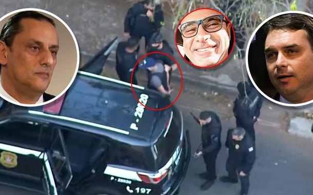 Frederick Wassef, Fabricio Queiroz circulado em vermelho e Flávio Bolsonaro