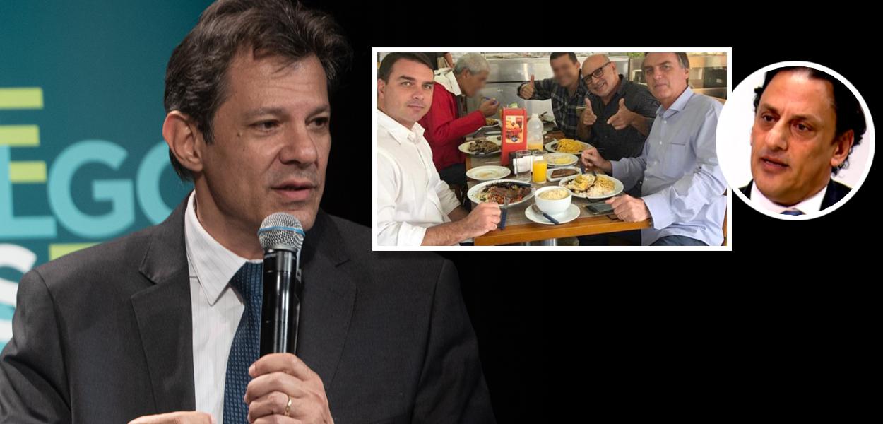 Fernando Haddad, Flávio Bolsonaro, Fabrício Queiroz, Jair Bolsonaro e Frederick Wassef