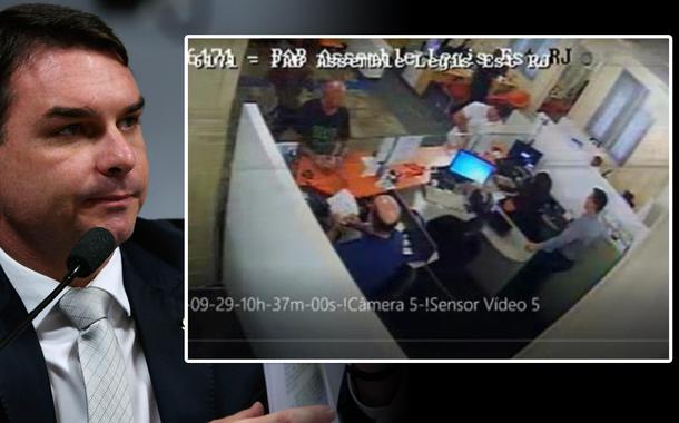 Flávio Bolsonaro e Fabrício Queiroz pagando conta