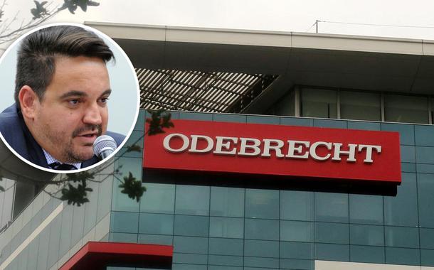Taiguara Rodrigues dos Santos e fachada da Odebrecht