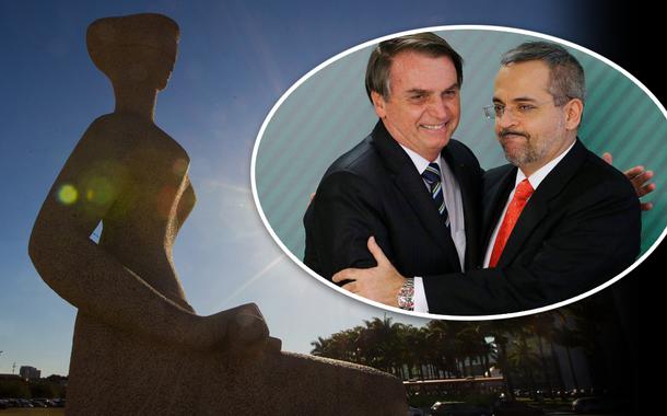Fachada do STF; Jair Bolsonaro e Abraham Weintraub