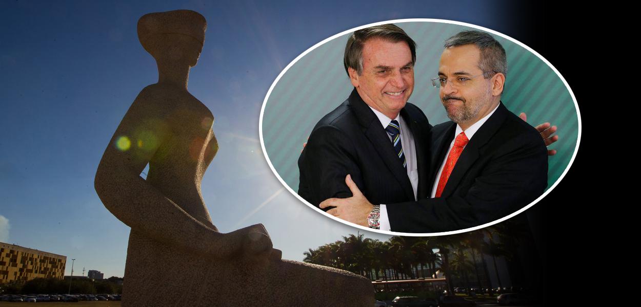 Fachada do STF; Jair Bolsonaro e Abraham Weintraub