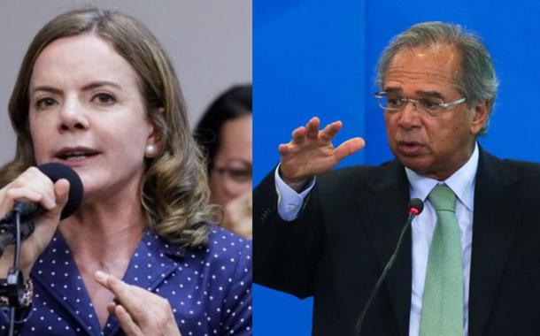 Gleisi Hoffmann e Paulo Guedes