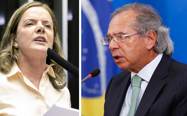 Gleisi Hoffmann e Paulo Guedes