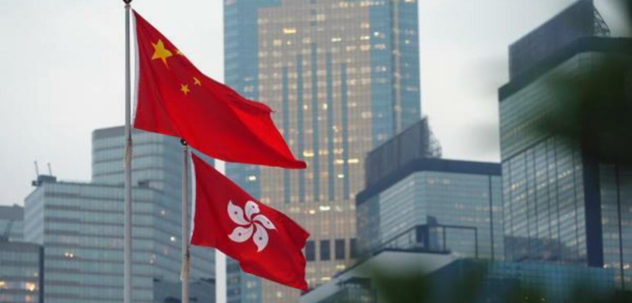 Bandeiras da China e Hong Kong