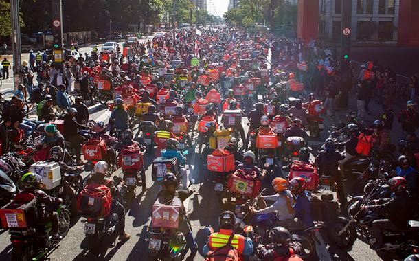 São Paulo SP 01 07 2020 Paralisação de trabalhadores de aplicativos em vários pontos da capital fizeram manifestações.