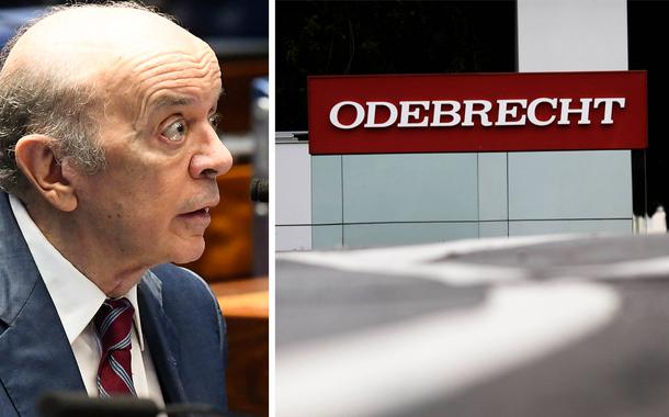 José Serra e fachada da Odebrecht