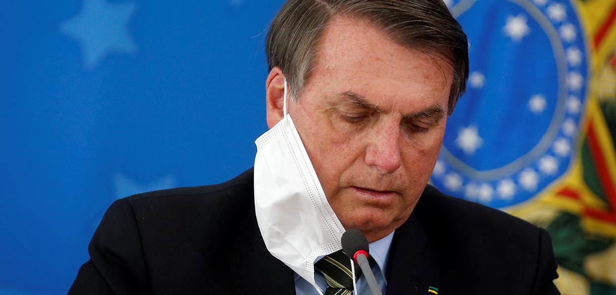 Jair Bolsonaro durante entrevista coletiva em Brasília