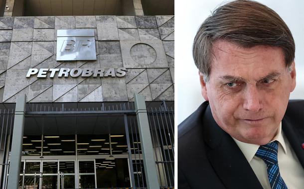 Fachada da Petrobras e Jair Bolsonaro