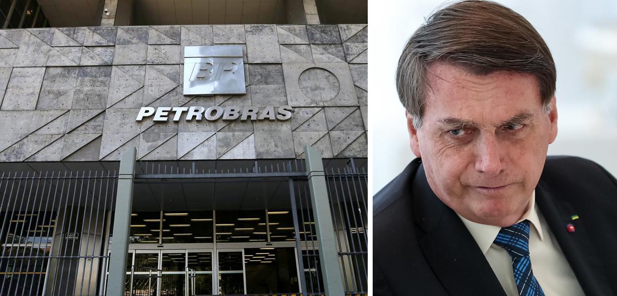 Fachada da Petrobras e Jair Bolsonaro