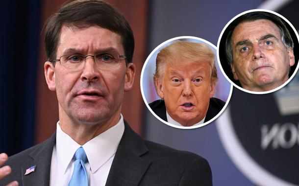 Mark Esper, Donald Trump e Jair Bolsonaro