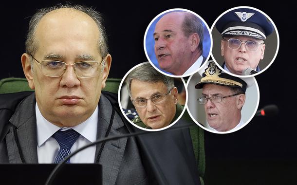 Gilmar Mendes, Fernando Azevedo, Tenente-Brigadeiro do Ar Antonio Carlos Moretti Bermudez, General-de-Exército Edson Leal Pujol e Almirante de Esquadra Ilques Barbosa Junior