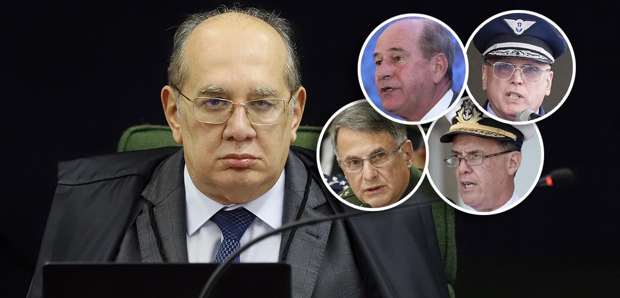 Gilmar Mendes, Fernando Azevedo, Tenente-Brigadeiro do Ar Antonio Carlos Moretti Bermudez, General-de-Exército Edson Leal Pujol e Almirante de Esquadra Ilques Barbosa Junior