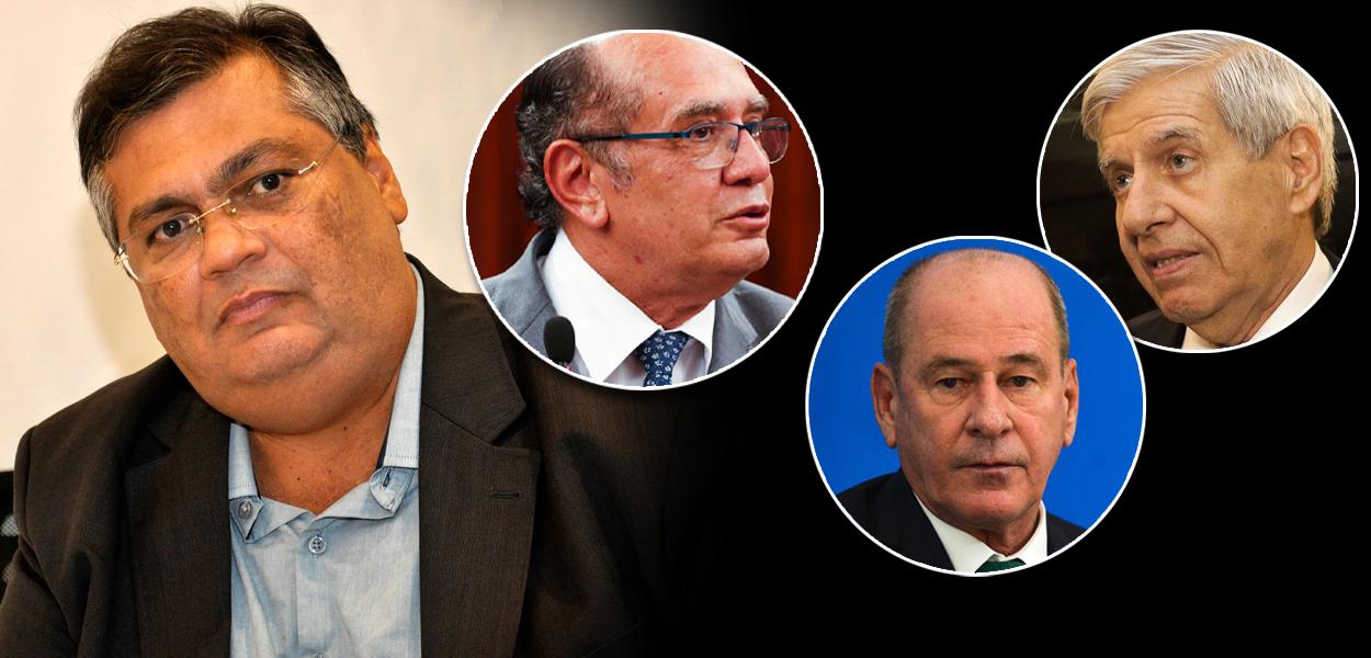 Governador do Maranhão, Flávio Dino, Gilmar Mendes (STF) e os militares (Foto: Brasil 247 | ABR) Governador do Maranhão, Flávio Dino, Gilmar Mendes (STF) e os militares