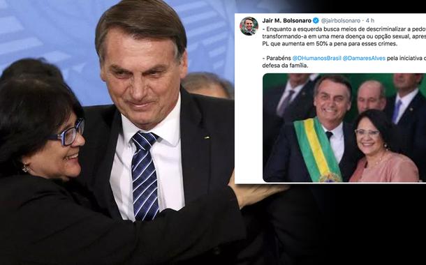 Jair Bolsonaro e a ministra dos Direitos Humanos no Brasil, Damares Alves