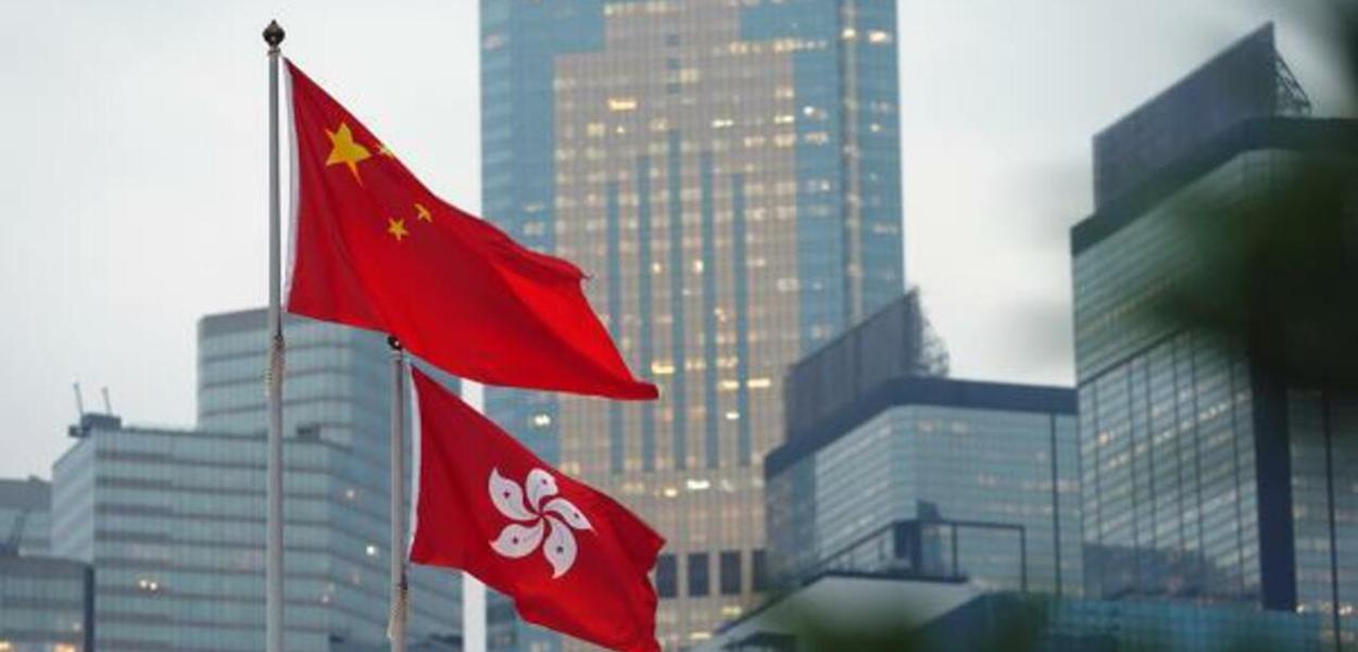 Bandeiras da China e Hong Kong