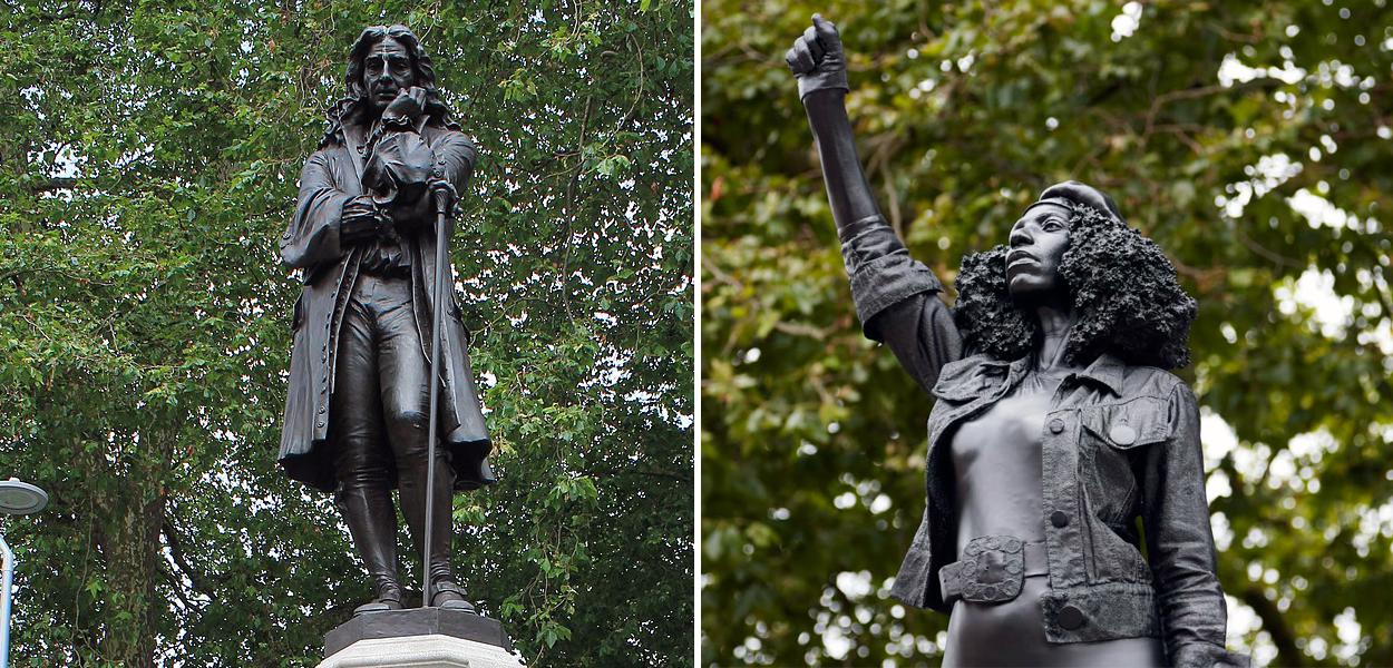 Estátua de Edward Colston e estátua ‘A Surge of Power (Jen Reid) 2020’
