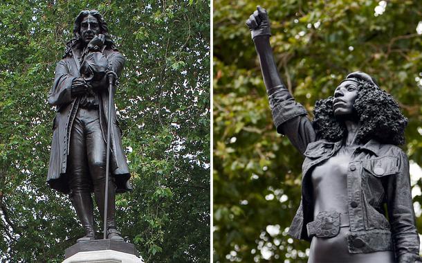 Estátua de Edward Colston e estátua ‘A Surge of Power (Jen Reid) 2020’