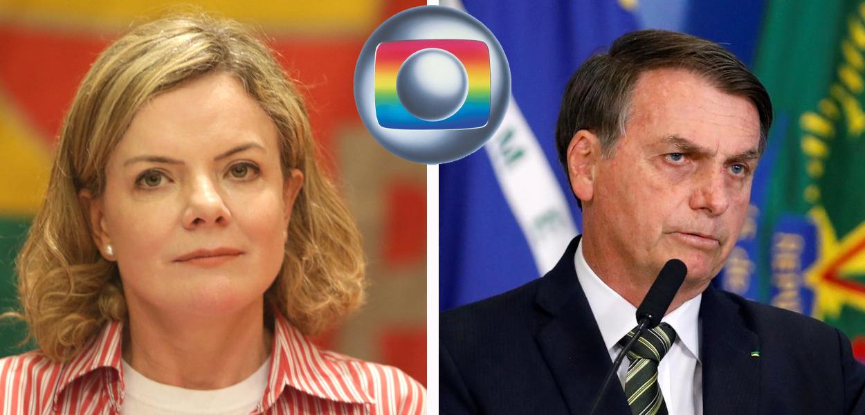 Gleisi Hoffmann e Jair Bolsonaro