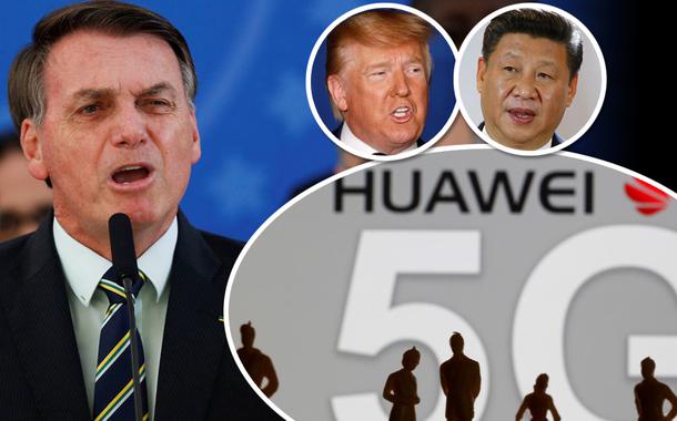 Jair Bolsonaro, Donald Trump, Xi Jinping e Huawei