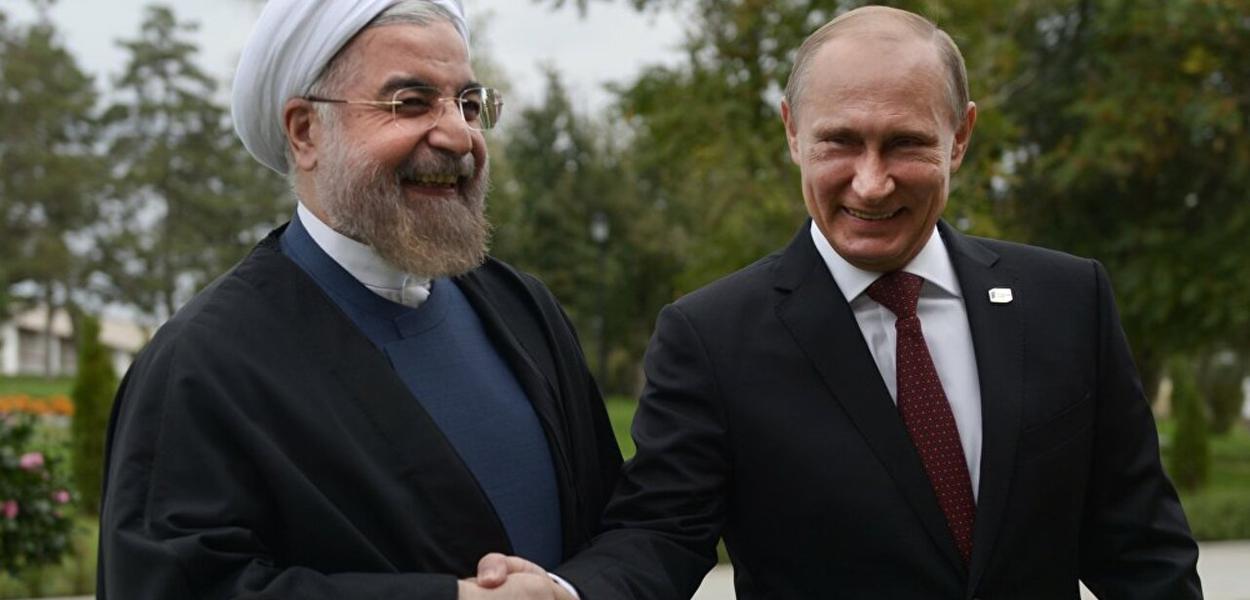 Os presidentes Rohani e Putin, do Irã e da Rússia