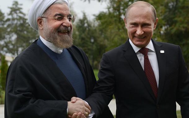 Os presidentes Rohani e Putin, do Irã e da Rússia