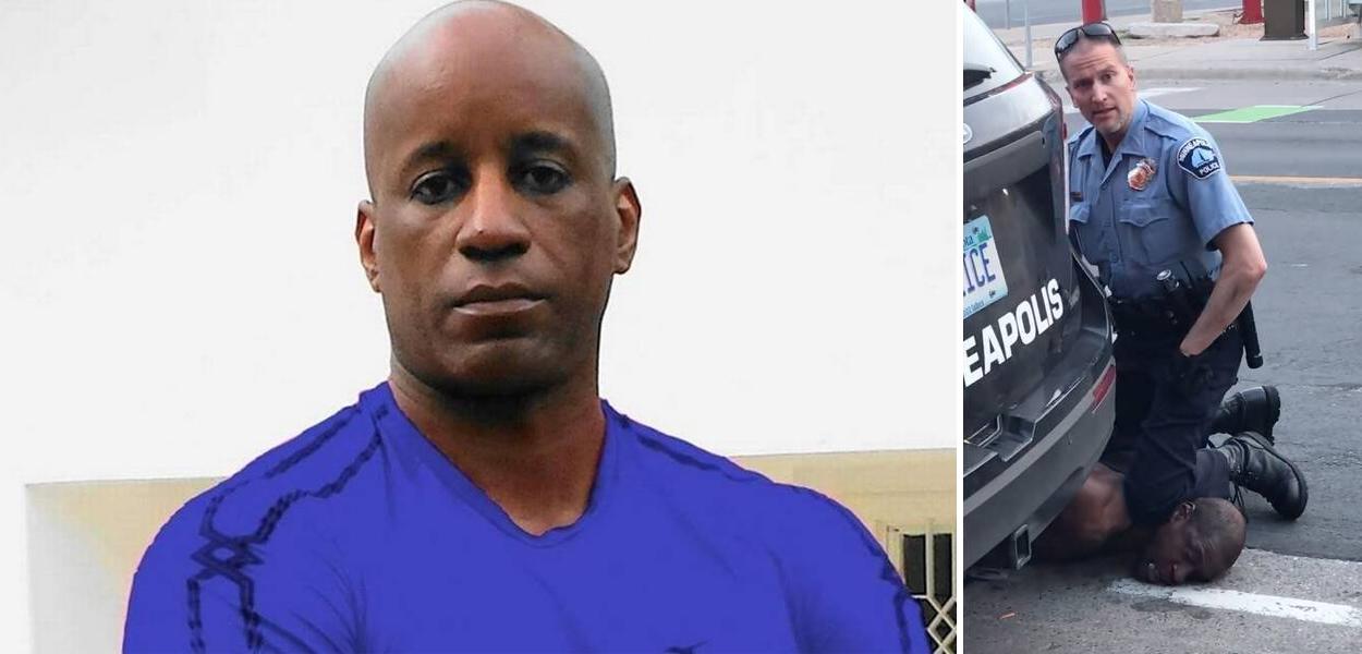 Sérgio Camargo e George Floyd sendo sufocado