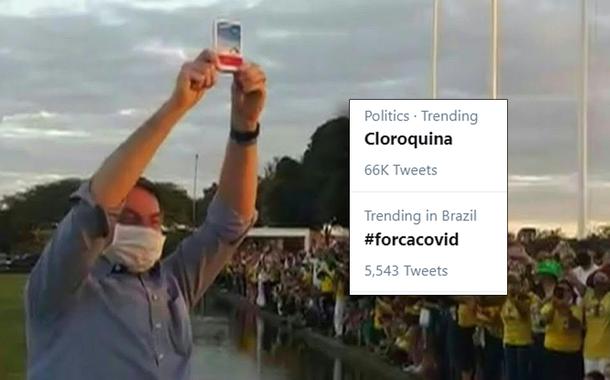 Bolsonaro mostra caixa de cloroquina ao povo