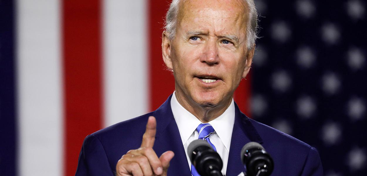 Joe Biden discursa em evento de campanhe em Wilmington, Delaware 14/07/2020 (Foto: REUTERS/Leah Millis)