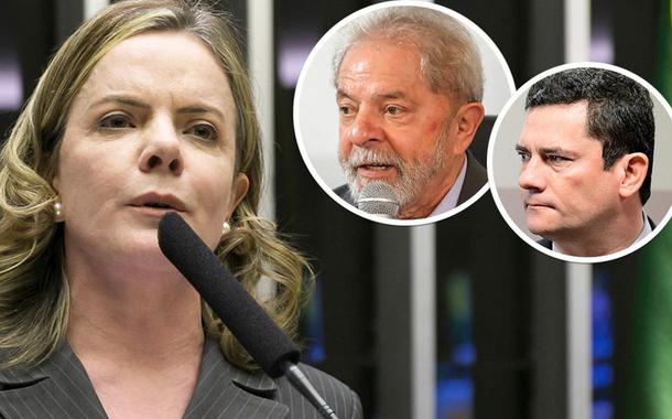 Gleisi Hoffmann, Lula e Sérgio Moro