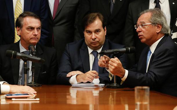 Jair Bolsonaro, Rodrigo Maia e Paulo Guedes