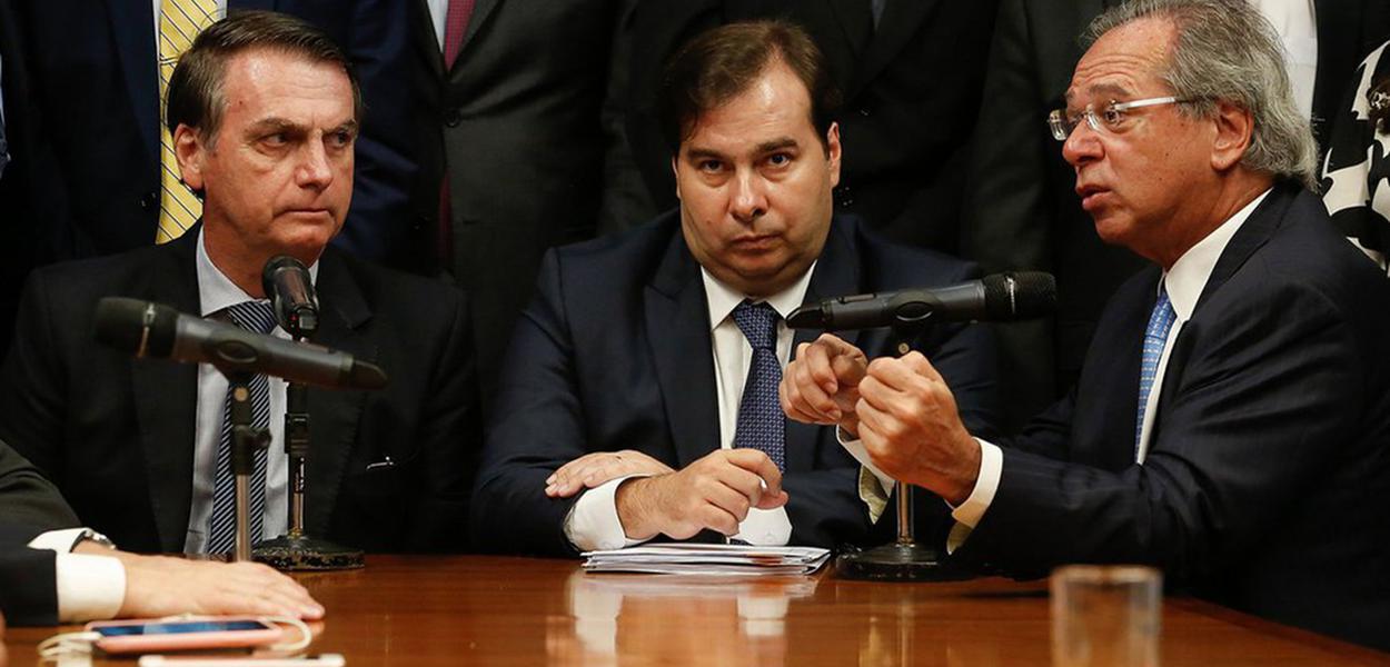 Jair Bolsonaro, Rodrigo Maia e Paulo Guedes