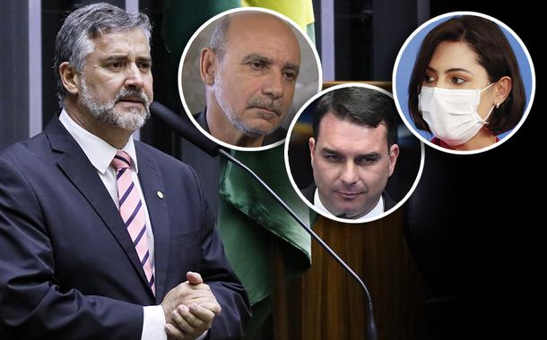 Paulo Pimenta, Fabrício Queiroz, Flávio Bolsonaro e Michelle Bolsonaro