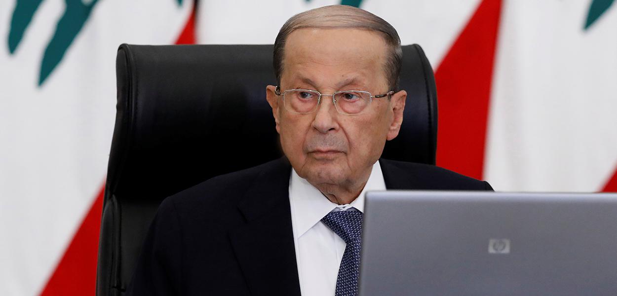 Presidente do Líbano, Michel Aoun, em Baabda