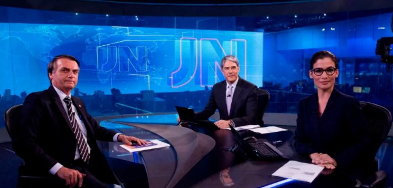 Jair Bolsonaro, William Bonner e Renata Vasconcellos