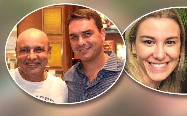 Fabrício Queiroz com Flávio Bolsonaro e Fernanda Antunes Figueira com Flávio Bolsonaro