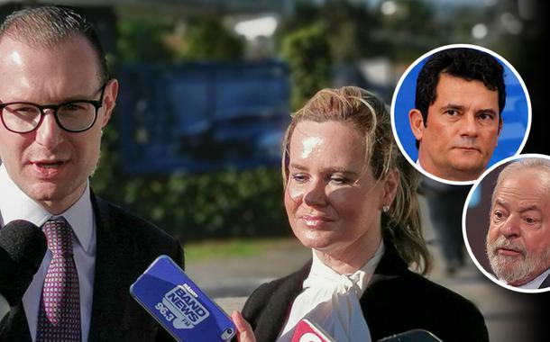 Cristiano Zanin e Valeska Martins; do detalhe, Moro e Lula