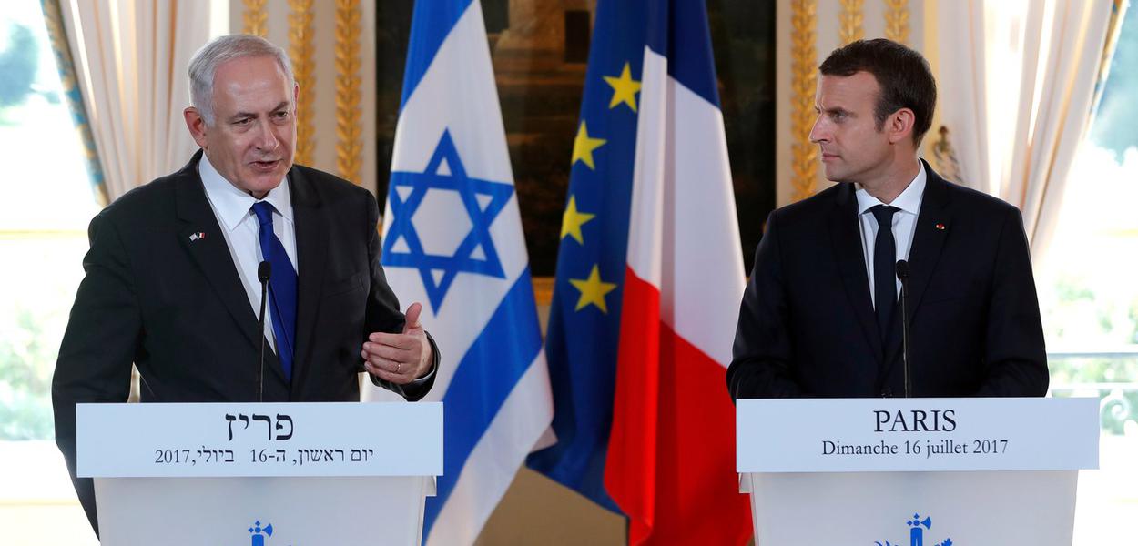 Benjamin Netanyahu (Israel) e Emmanuel Macron (França)