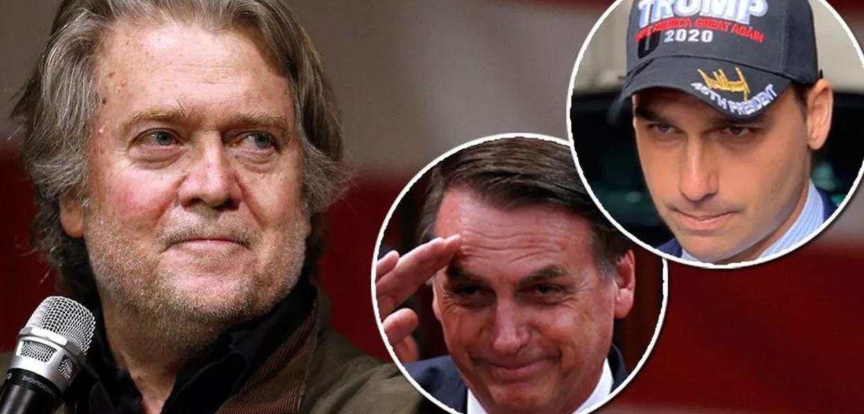 Steve Bannon, Jair e Eduardo Bolsonaro