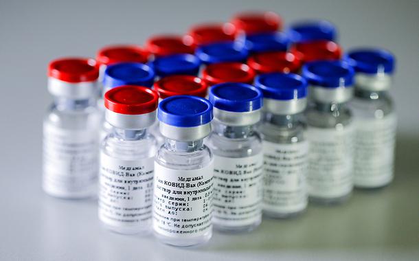 Frascos de vacina contra Covid-19 desenvolvida pelo Instituto Gamaleya, de Moscou 06/08/2020