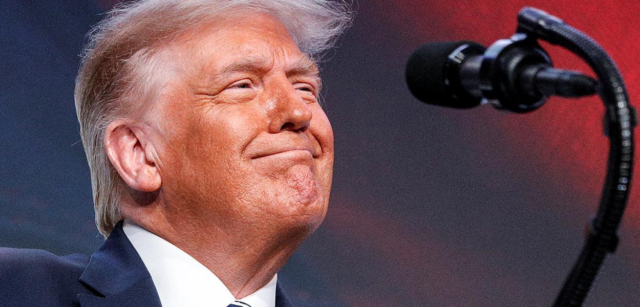 Presidente dos EUA, Donald Trump, durante discurso em Arlington, na Virginia
