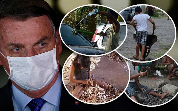 Jair Bolsonaro e crianças trabalhando