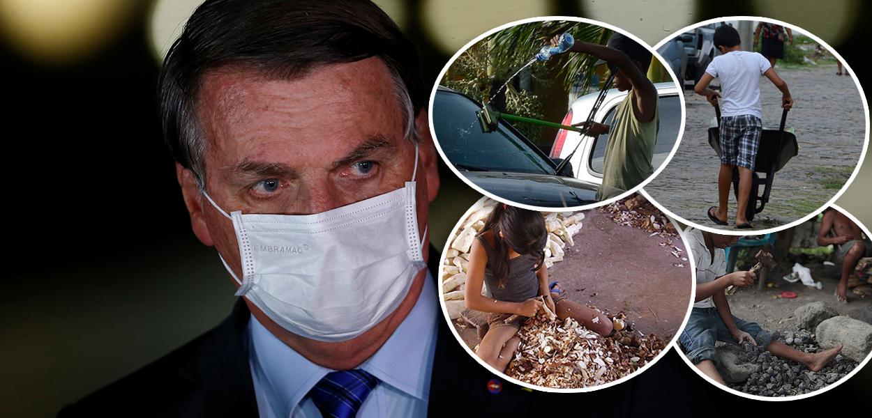 Jair Bolsonaro e crianças trabalhando