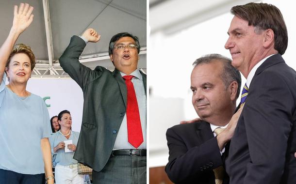 Dilma com Flávio Dino e Rogério Marinho com Bolsonaro