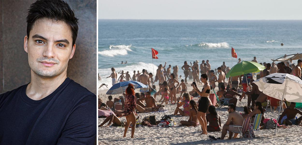 Felipe Neto e praia lotada no Rio de Janeiro
