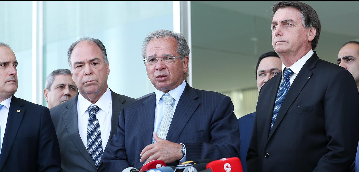 Paulo Guedes durante coletiva, após encontro com parlamentares. 01/09/20