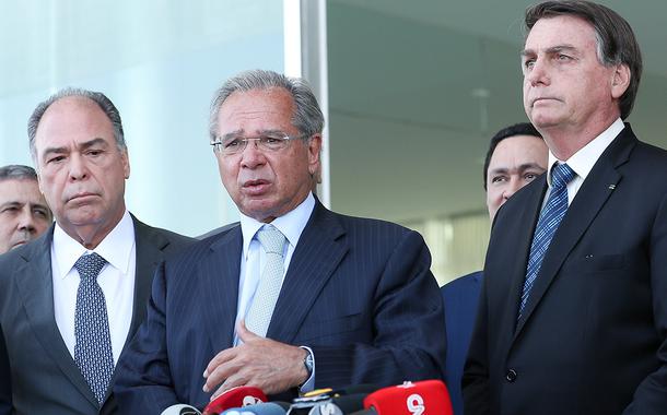 Paulo Guedes durante coletiva, após encontro com parlamentares. 01/09/20