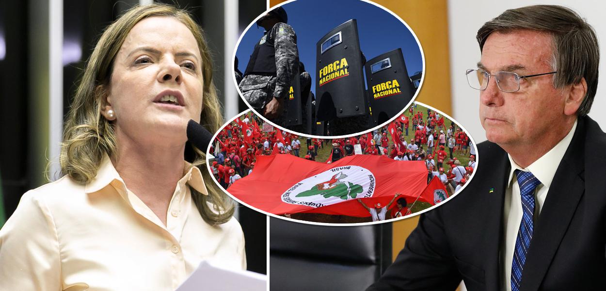 Gleisi Hoffmann, Força Nacional, MST e Jair Bolsonaro