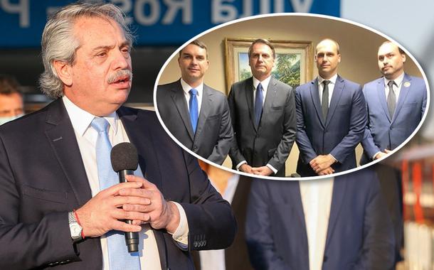 Alberto Fernández, Flávio, Jair, Eduardo e Carlos Bolsonaro